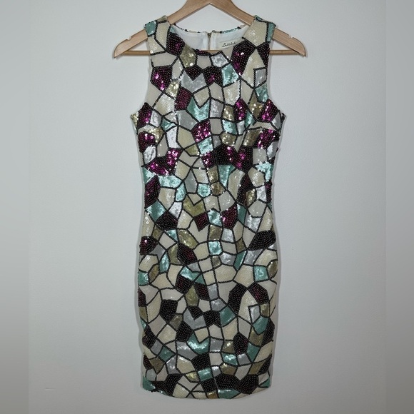Delilah Sequin Mosaic Cocktail Dress Size XS - Picture 1 of 6